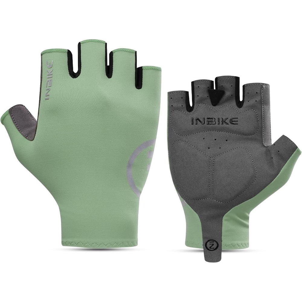 Inbike Unisex Adult Breathable Half Finger Bike Bicycle Gloves - Green - Medium
